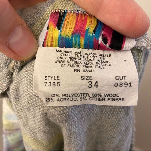 Vintage 80s Kayo of California grey pastel plaid wool blend midi skirt 34 or M - Picture 7 of 8